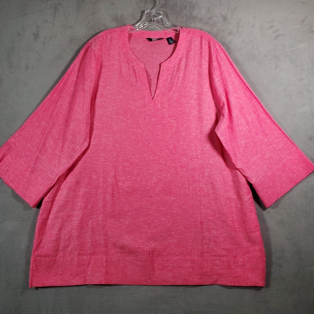 Lands End Tunic Top Womens‎ XL Pink Linen Blend Coastal Beach Relaxed Minimalist